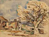 Joseph Bakos, Santa Fe (Recto), watercolor