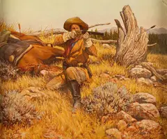 When Every Shot Counts by Steven Lang, oil on canvas, offered Mar 2025