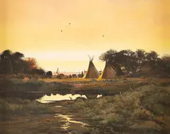 Nicholas Coleman, Tipi Camp, oil on board