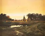 Nicholas Coleman, Tipi Camp, oil on board