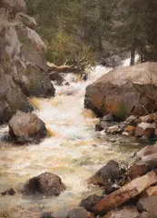 Mark Boedges, Boulder Canyon, oil on canvasboard