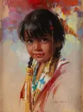 Harley Brown, Native American Girl, pastel
