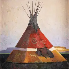 R. Tom Gilleon, Washakie Lodge, oil on board