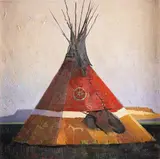 R. Tom Gilleon, Washakie Lodge, oil on board