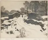 Gene Kloss, December Afternoon, etching Original pencil signature lower right