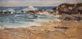 John Encinias, Waterscape, oil on board