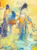 Purple Blanket by Rocky Hawkins, oil on board, offered Mar 2025