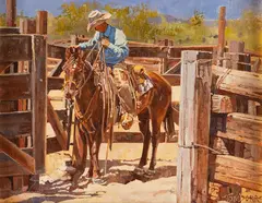 Tom Dorr, Getting the Gate, oil on canvas