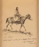 Olaf C. Wieghorst, Rider, pen and ink
