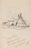 Olaf C. Wieghorst, Teepee and Horse, pen and ink