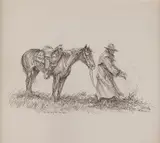 Olaf C. Wieghorst, Night Camp, pen and ink