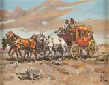 Fred Fellows, The Overland Stage, oil on canvas
