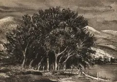 Peter Hurd, Beyond the Trees, watercolor