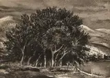 Peter Hurd, Beyond the Trees, watercolor