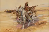 Dave Powell, Leading the Herd, gouache