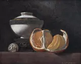 Still-Life by Robert White, oil on board, offered Mar 2025