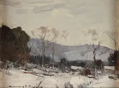Chauncey Ryder, Snow Valley, oil on board