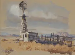 James Boren, Windmill, watercolor