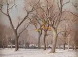 T. Allen Lawson, Lingering Leaves, oil on board