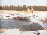 Paul Surber, Winter Encampment, oil on board