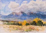 Gene Diodato, Mt. Shavano, Jones Peak, Mt. White and Mt. Antero, oil on paper under glass