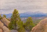 Gene Diodato, Mt. Ouray and Mt. Chipeta, oil on paper under glass