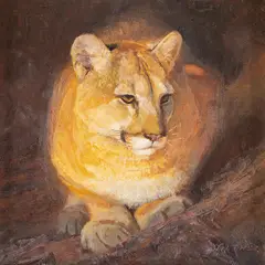 William Alther, Puma Poise, oil on board