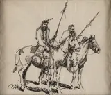 Edward Borein, On Horseback, ink