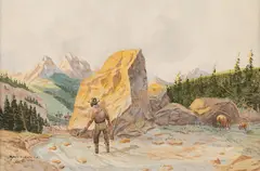 Byron Wolfe, When Panning Gold is Worth the Risk, watercolor with