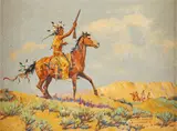 Clarence Arthur Ellsworth, Indian on Horseback, oil on canvas
