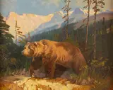 Jie Wei Zhou, Grizzly (After Rungius), oil on canvas