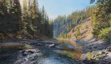 Toward the Light, St. Joe River by Jessica L. Bryant, watercolor, offered Mar 2024