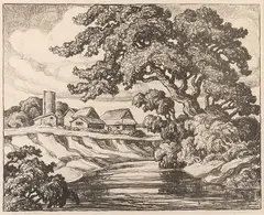 Farm on Smoky River by Birger Sandzén, lithograph Original pencil signature lower right, offered Mar 2024