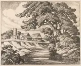 Birger Sandzén, Farm on Smoky River, lithograph Original pencil signature lower right
