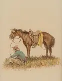 Olaf Wieghorst, At Rest, watercolor