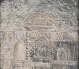 Mark Tobey, Untitled (Bahai), tempera on paper, 1945 Verso: Old Foster/White Gallery sticker, WA, Owings/Dewey