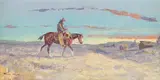 Ace Powell, Cowboy on a Horse, oil on canvasboard