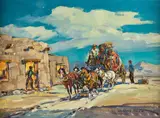 Marjorie Reed, Stage Stop on the Prairie - Moonlight