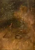 Grace Hudson, Smoke and Fire, oil on board