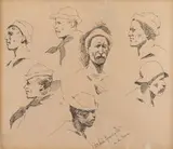Frederic Remington, On the Iowa, pen and ink study