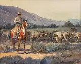 Edward Borein, On the Range, watercolor