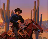 William Schenck, Sneaky Saguaros, oil on canvas Verso: