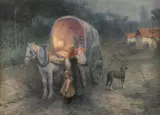 E. Irving Couse, The Belated Pedaler, watercolor