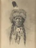 Henry Farny, Sitting Bull, Unepapa Sioux, ink wash