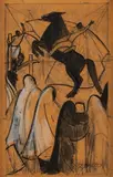 Dorothy Brett, Sketch for Horse Race, mixed media