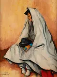 Paul Dyck, Girl with a Black Bowl, oil on board