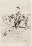 William "Bill" Gollings, A Dayherder, etching Original pencil signature lower right