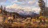 Elmer Sprunger, Elk Herd, oil on canvas