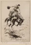 William "Bill" Gollings, Go To It, etching Original pencil signature lower right
