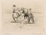 William "Bill" Gollings, Saddling, etching Original signature and